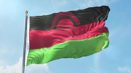 4K Malawi flag waving in the wind - realistic Malawi flag animation in high resolution, perfect for Malawi national day, independence, travel and patriotic video projects