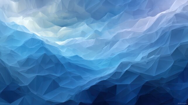 Abstract geometric blue wave pattern with soft gradients creating a serene and calming visual for backgrounds and designs