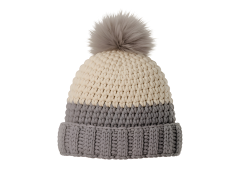 Stylish knitted winter hat with a playful pom pom, perfect for keeping warm and cozy on chilly days, adds a touch of fun to any winter outfit.