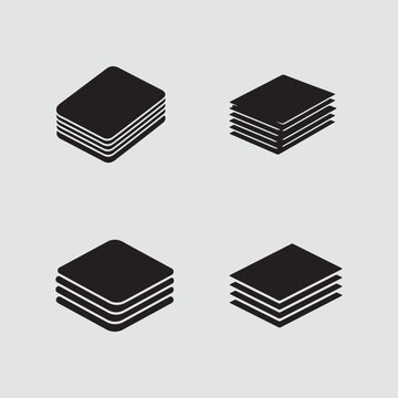 Printer paper ream solid icons set for office materials