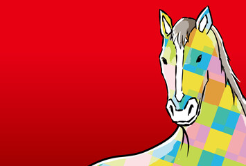 年賀状, 午年, 馬, 午, 謹賀新年, 和風, 和柄, 筆文字, 文字, 手書き, ハッピーニューイヤー