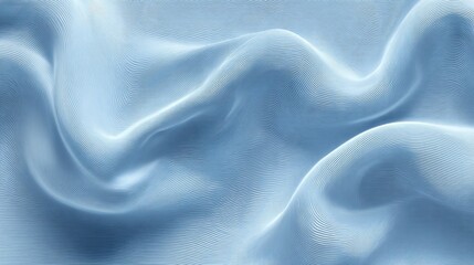 Obraz premium Elegant smooth blue fabric with subtle waves and lines creating a serene and calming effect for artistic backgrounds