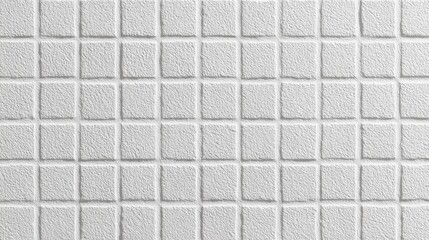 Textured white wall with square tiles in a grid pattern featuring subtle shadows and a clean, minimalistic design layout