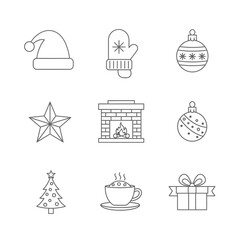 Christmas Icons Set Vector Illustration.