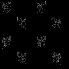 Elegant seamless leaf pattern in black and white. Minimal line art vector design for fabric, packaging, posters, or modern interior decor.