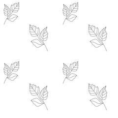 Elegant seamless pattern with simple botanical leaves in minimal line art style on white background. Elegant botanical design for packaging, fabric, wallpapers, and modern decor projects.