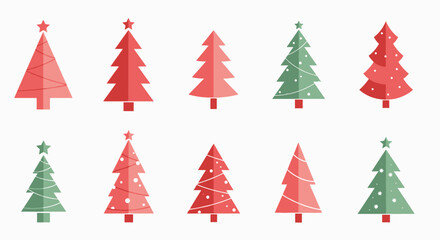 Collection of Festive Christmas Trees in Various Styles and Colors.