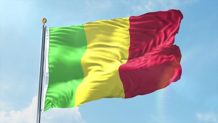 4K Mali flag waving in the wind - realistic Mali flag animation in high resolution, perfect for Mali national day, independence, travel and patriotic video projects