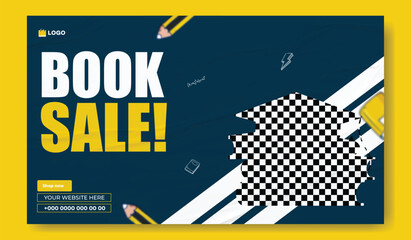 Special book sale announcement with stack of books and decorative elements on green background.
Exciting special book sale announcement featuring stacked books and graduation cap on a vibrant green.