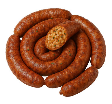 Egyptian Stuffed Sausage (Mombar) Filled with Rice &ndash; Isolated on Transparent Background