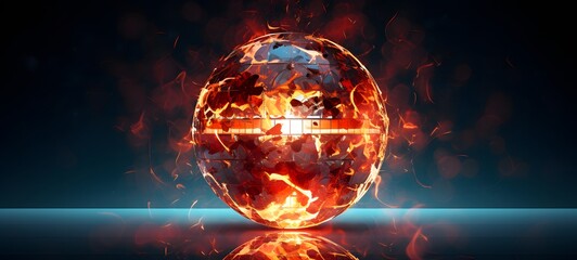 silhouette of fire ball ,generative AI