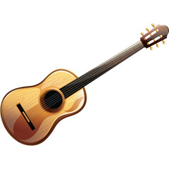 Obraz premium Acoustic guitar with a natural wood finish and black detailing isolated on a transparent background symbolizing music and creativity