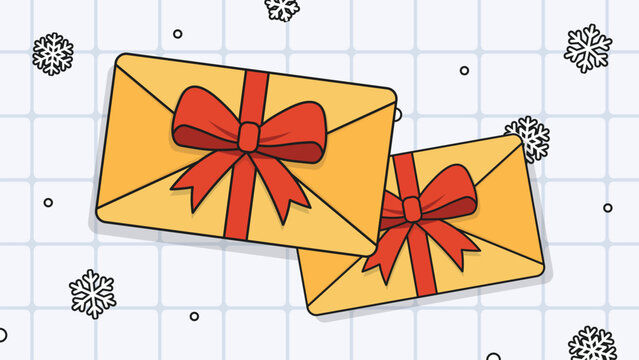 Gift voucher envelopes with red bows outline