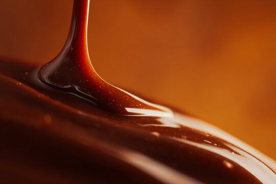 Chocolate dripping action kitchen food photography warm lighting close-up indulgent concept