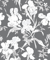 Obraz premium abstract, vector, monochrome, big flowers, all over textiles design, illustration digital image can be used for wrapping paper,allover,leaf,leaves