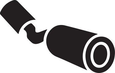 Broken party cracker icon, festive holiday celebration surprise, vector graphic element symbol