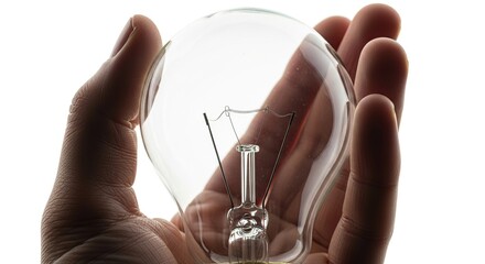 Hand holding light bulb idea creativity innovation inspiration energy solution electric power technology