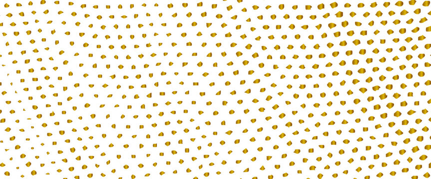 Abstract flowing wave pattern created with varying sized golden dots. Dotted graph paper with grid. Polka dot pattern, geometric seamless texture. Distressed  dotted banner frame for social media.