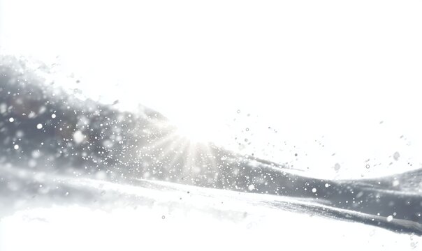 Minimalist Winter Landscape with Bright Light Source and Soft Snow Textures