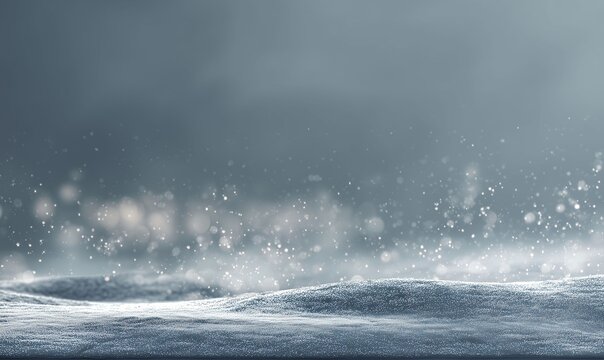 Serene Winter Landscape with Sparkling Snowdrifts and Ethereal Atmospheric Light Effects