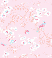 Obraz premium abstract, vector, monochrome, big flowers, all over textiles design, illustration digital image can be used for wrapping paper,allover,leaf,leaves