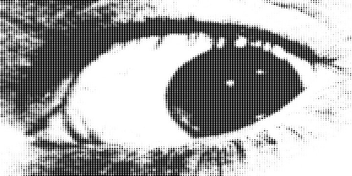 Abstract woman grey eye made from dots. Vector
