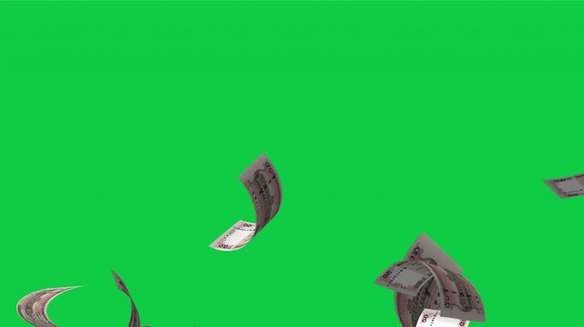 50 taka Bangladesh currency Money fall motion in green screen