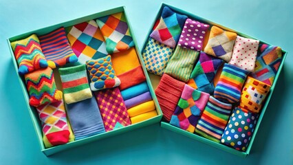 Colorful Socks Arranged in Gift Boxes for a Fun and Festive Occasion