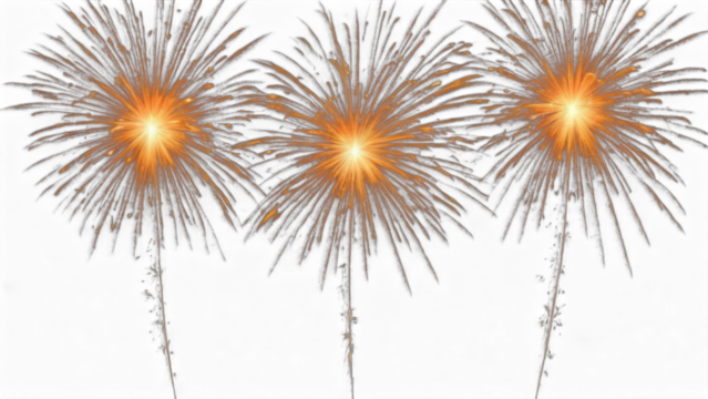 Sparkling fireworks illustration with golden glow and glowing sparks, suitable for festival visuals, backgrounds, and celebration projects