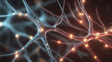 Neural network intertwined with plant branches in glowing light, AI nature fusion