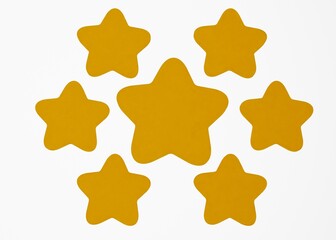Six Golden 3D Stars in Circular Cluster on White Representing Ultra-Premium Rating, Exclusive Quality, Maximum Achievement, and Central Focus