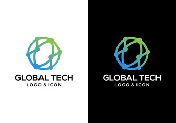global technology logo icon vector design