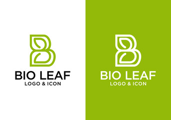 vector design of nature leaf logo icon letter B