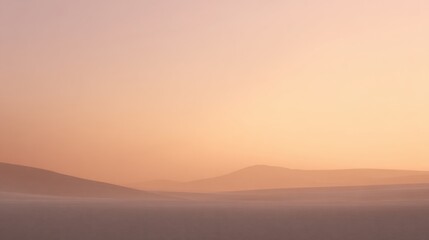 Desert Landscape At Sunset With Soft Pastel Colors. Tranquil And Serene Natural Scenery