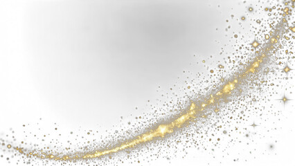 Luminous trail of golden particles and sparkles, suitable for luxury branding, party flyers, or cheerful celebration themes