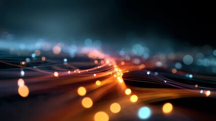 Colorful light trails, sparkling particles illustrate high speed data, innovation, connectivity. This digital background evokes sense advanced networks, cutting edge technology