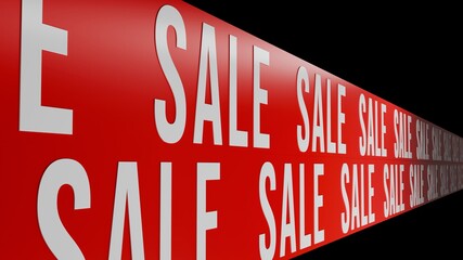 Fototapeta premium Red sale sign with bold white letters advertising discounts in a retail store