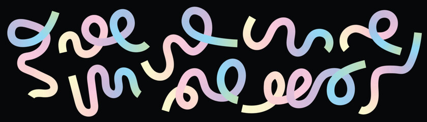 Colorful Pastel Ribbon Abstract on Black Background