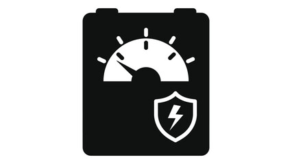 Battery charge level meter with lightning bolt protection icon