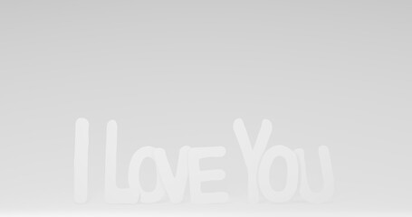 Creative display of the words I love you in a soft, cloud-like texture against a light background
