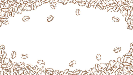 coffee background. Coffee beans in frame, border. Coffee beans wallpaper. Coffee Beans Illustration for packaging
