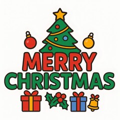 クリスマスツリーとギフトのメリークリスマスデザイン｜Christmas Tree and Gifts Merry Christmas Design