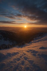 雪山から見た日の出｜Mountain Sunrise Winter View