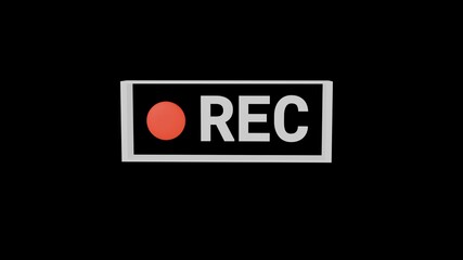 Red recording indicator on black background signaling active video capture in a digital format