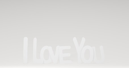 Creative display of I love you crafted with white material on a light background