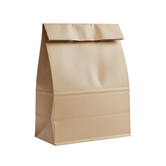 Simple kraft paper bag, perfect for lunch, coffee, packaging, eco, and food delivery design projects. isolated on white or transparent background.PNG format.