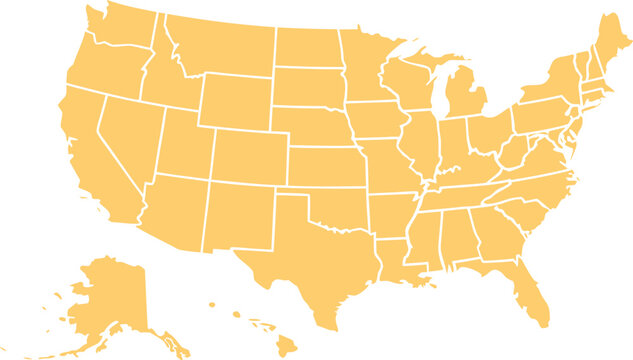 USA map with states isolated on a white background. Vector illustration of the map of the United States of America, AI-Generated Vector