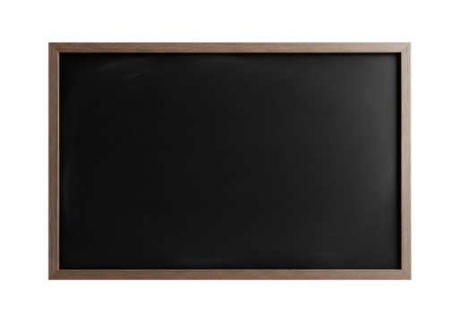 Blank Blackboard with Wooden Frame on a White Background, Ideal for Educational Settings, Restaurant Menus, or Office Presentations