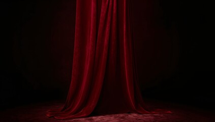 Crimson Velvet Descent, a Study in Texture and Light Fluid Fabric Forms.