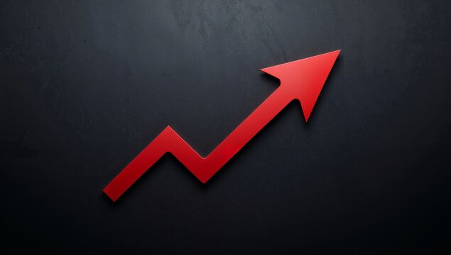 Crimson Trajectory on Slate, Rising Steadily Towards the Upper Right Corner.